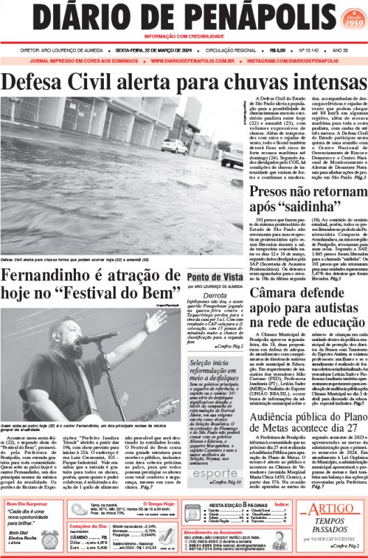 Capa do jornal DIÁRIO impresso desta sexta-feira (22)