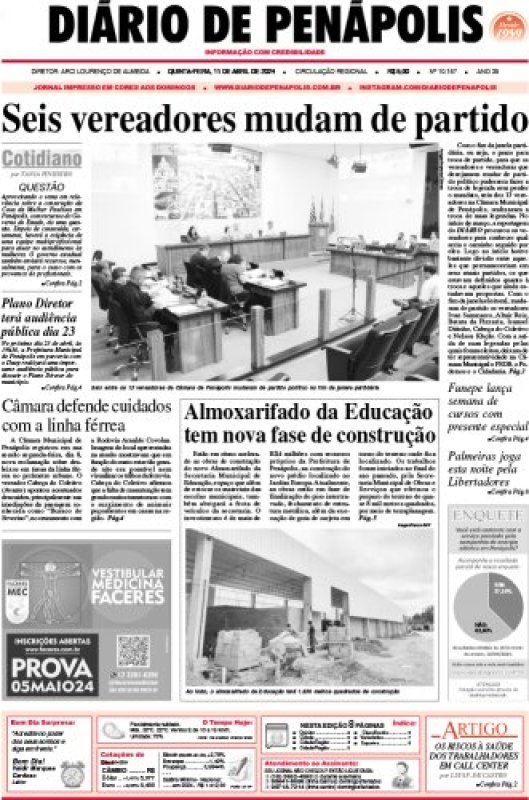 Capa do jornal DIÁRIO impresso desta quinta-feira (11)