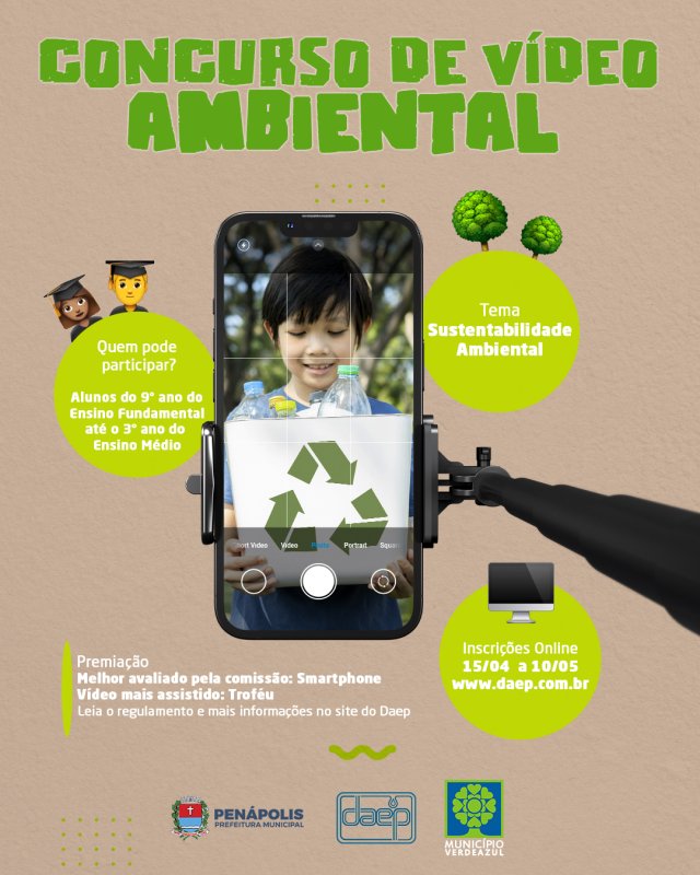 Daep promove concurso de vídeo ambiental para estudantes