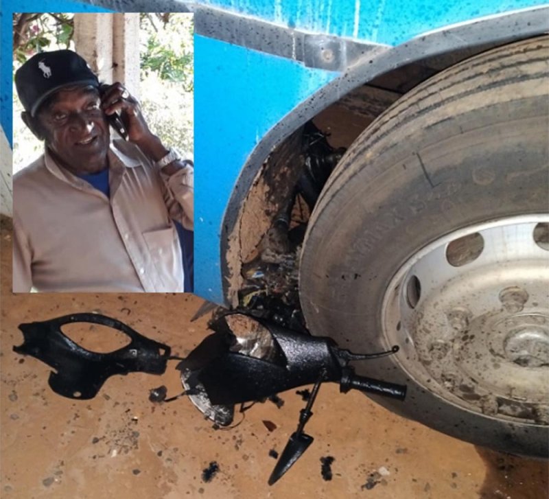 Aposentado cai com moto e morre atropelado em vicinal