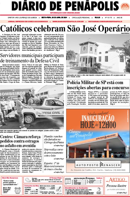 Capa do jornal DIÁRIO impresso desta sexta-feira (26)