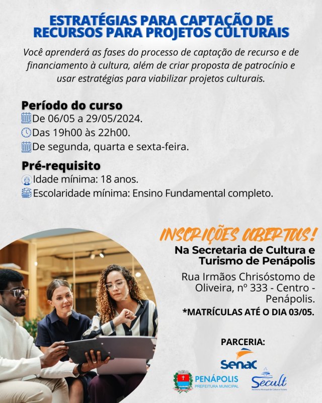 Inscrições abertas para curso 