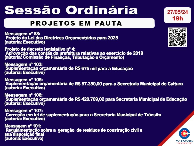 Câmara votará nesta segunda-feira em 1ª discussão projeto da LDO para 2025