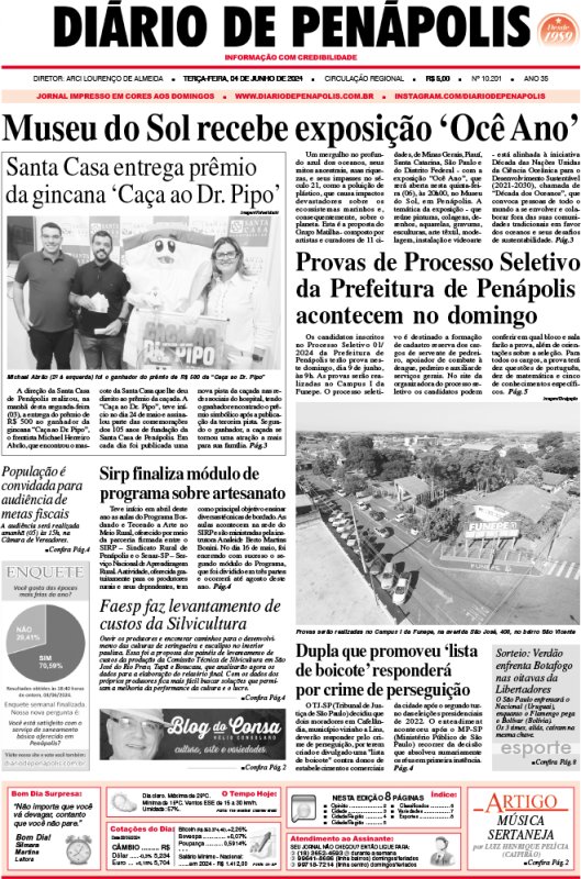 Capa do jornal DIÁRIO impresso desta terça-feira (04)