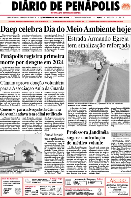 Capa do jornal DIÁRIO impresso desta quarta-feira (05)