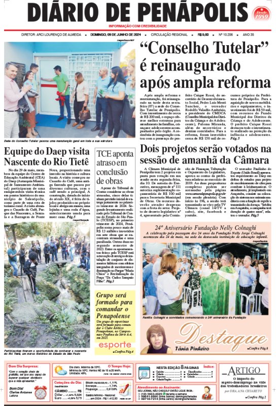 Capa do jornal DIÁRIO impresso deste domingo (09)