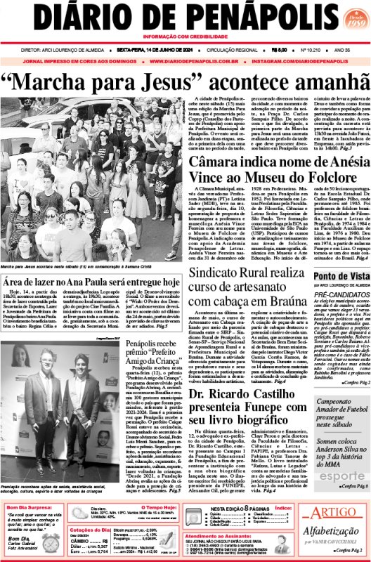 Capa do jornal DIÁRIO impresso desta sexta-feira (14)