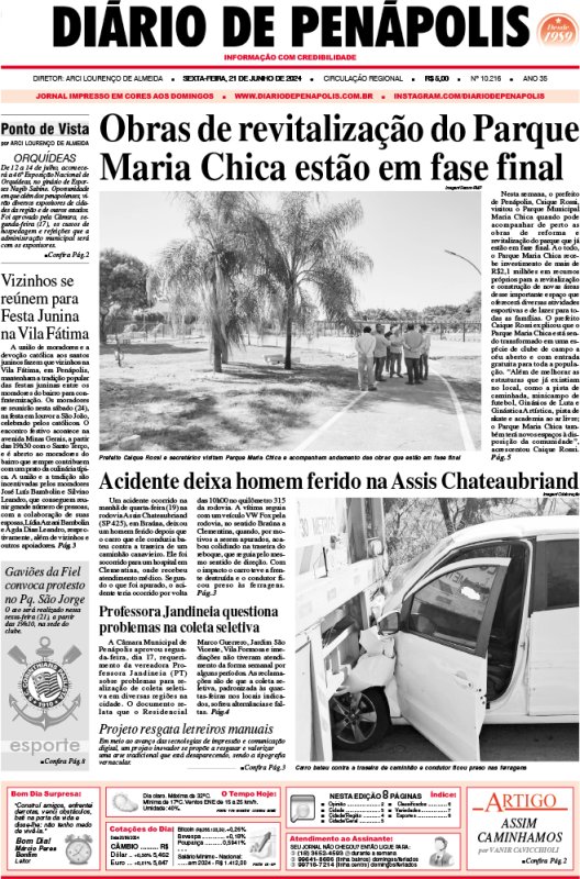 Capa do jornal DIÁRIO impresso desta sexta-feira (21)