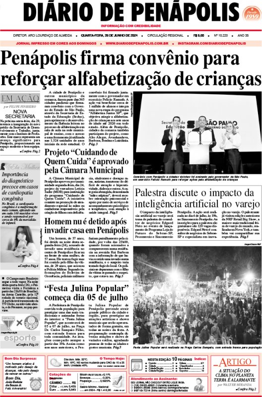 Capa do jornal DIÁRIO impresso desta quarta-feira (26)