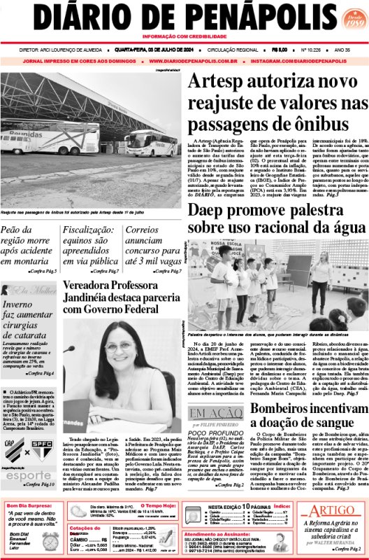 Capa do jornal DIÁRIO impresso desta quarta-feira (03)