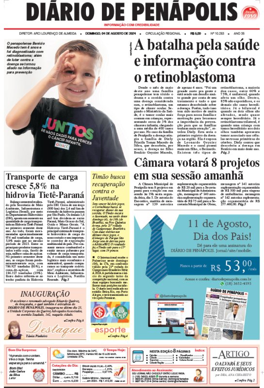 Capa do jornal DIÁRIO impresso deste domingo (04)