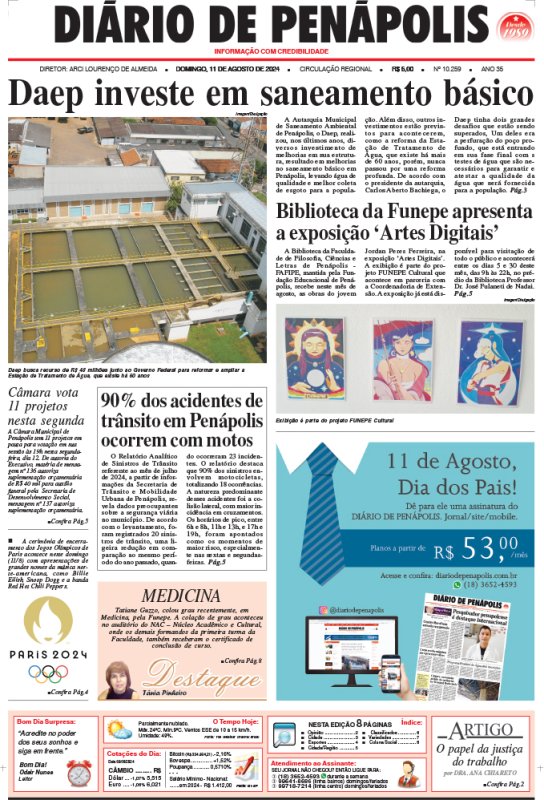 Capa do jornal DIÁRIO impresso deste domingo (11)