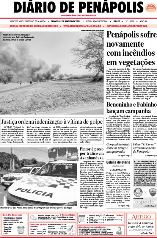 Capa do jornal DIÁRIO impresso deste sábado (24)