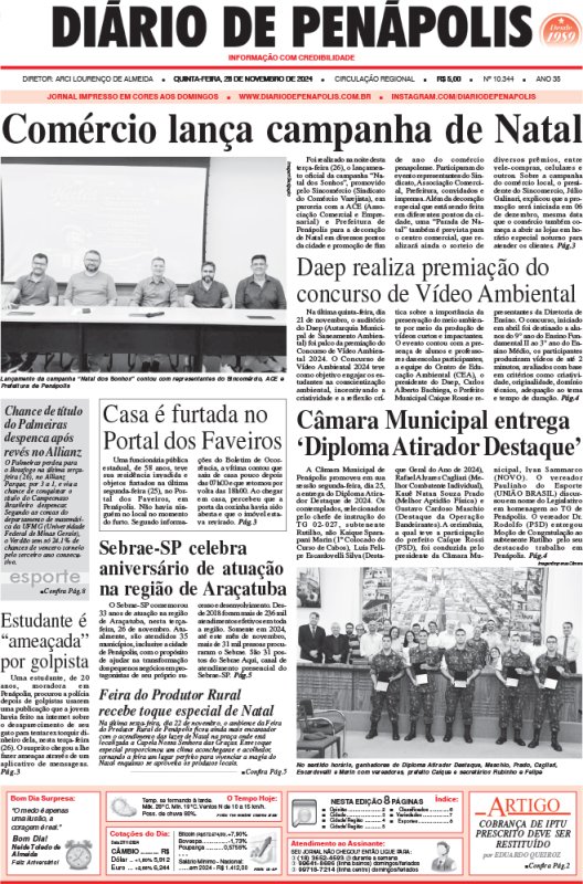 Capa do jornal DIÁRIO impresso desta quinta-feira (28)