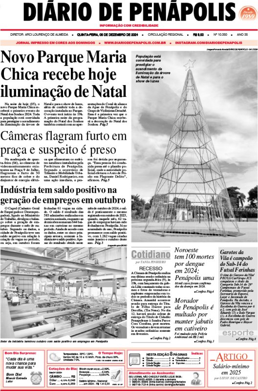 Capa do jornal DIÁRIO impresso desta quinta-feira (05)