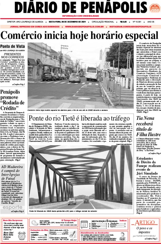 Capa do jornal DIÁRIO impresso desta sexta-feira (06)