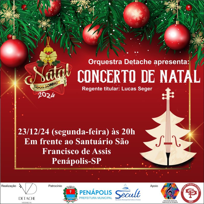 Natal dos Sonhos: Penápolis terá Concerto de Natal no dia 23