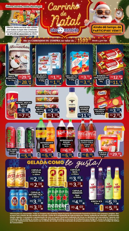 OFERTAS DESTE FIM DE SEMANA DO SÃO CRISTÓVÃO SUPERMERCADOS - 27/12 a 29/12