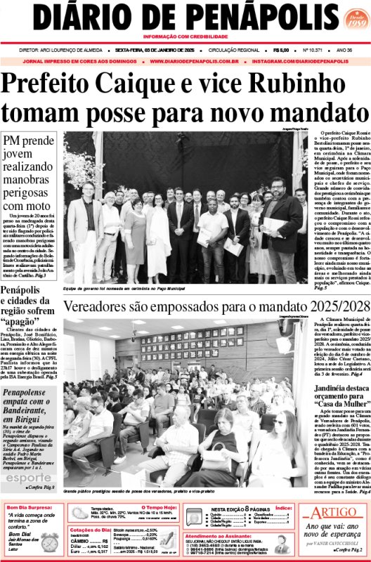 Capa do jornal DIÁRIO impresso desta sexta-feira (03)