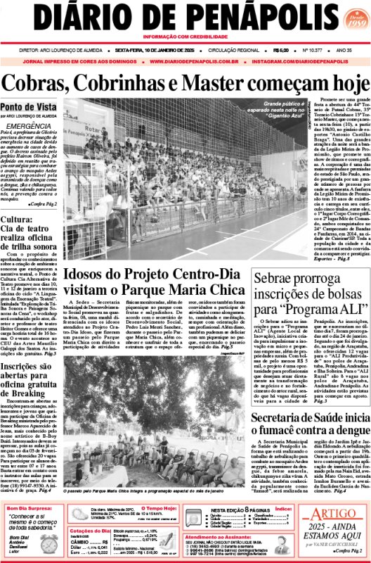Capa do jornal DIÁRIO impresso desta sexta-feira (10)