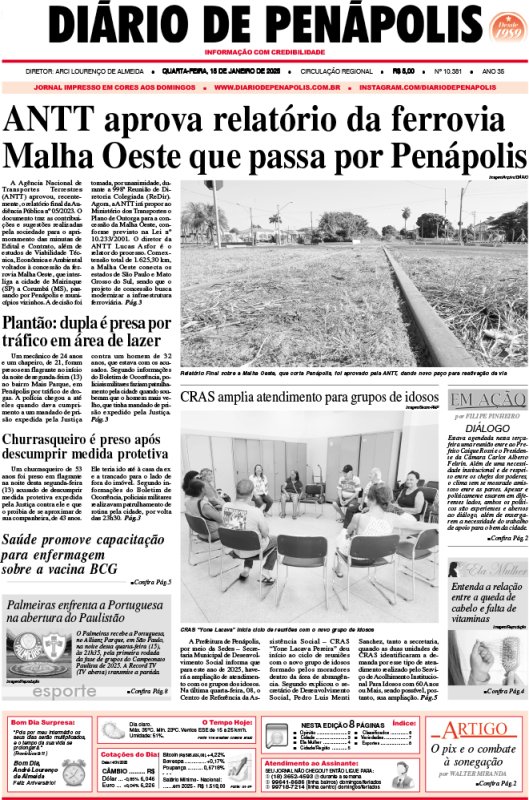 Capa do jornal DIÁRIO impresso desta quarta-feira (15)