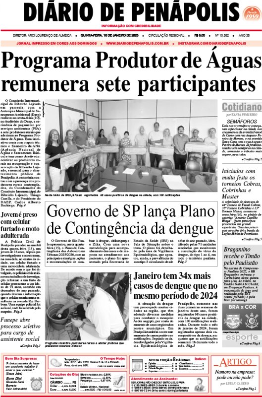 Capa do jornal DIÁRIO impresso desta quinta-feira (16)