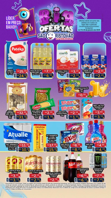 OFERTAS DESTE FIM DE SEMANA DO SÃO CRISTÓVÃO SUPERMERCADOS - 17/01 a 19/01