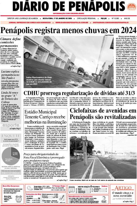 Capa do jornal DIÁRIO impresso desta sexta-feira (17)