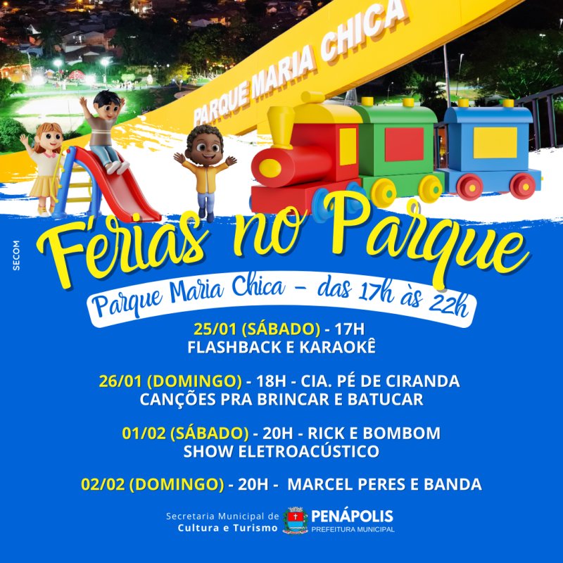 Cultura: Projeto Férias no Parque começa dia 25 de janeiro