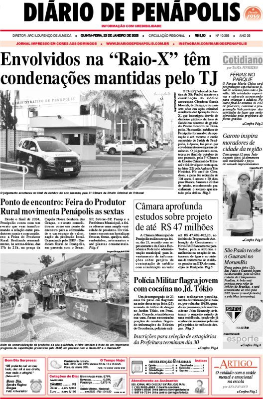 Capa do jornal DIÁRIO impresso desta quinta-feira (23)