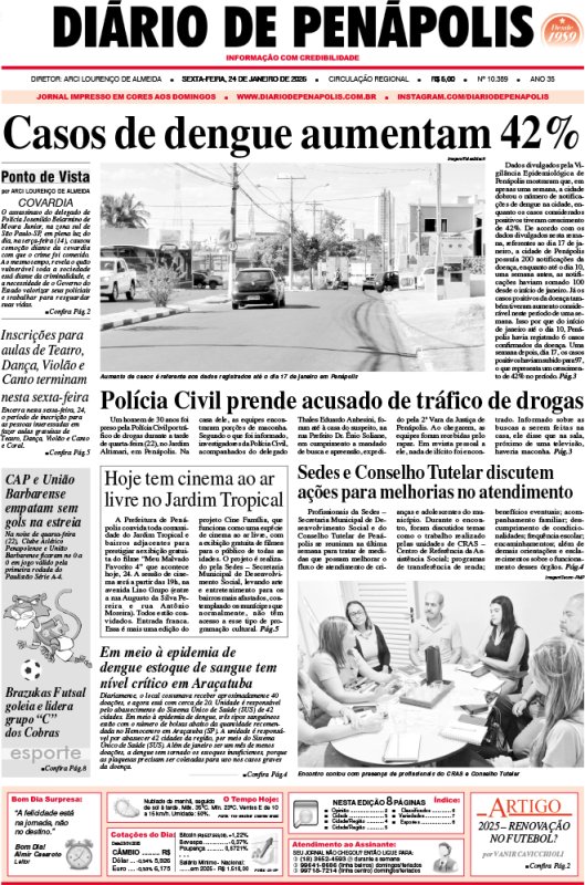 Capa do jornal DIÁRIO impresso desta sexta-feira (24)