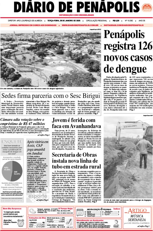 Capa do jornal DIÁRIO impresso deste terça-feira (28)