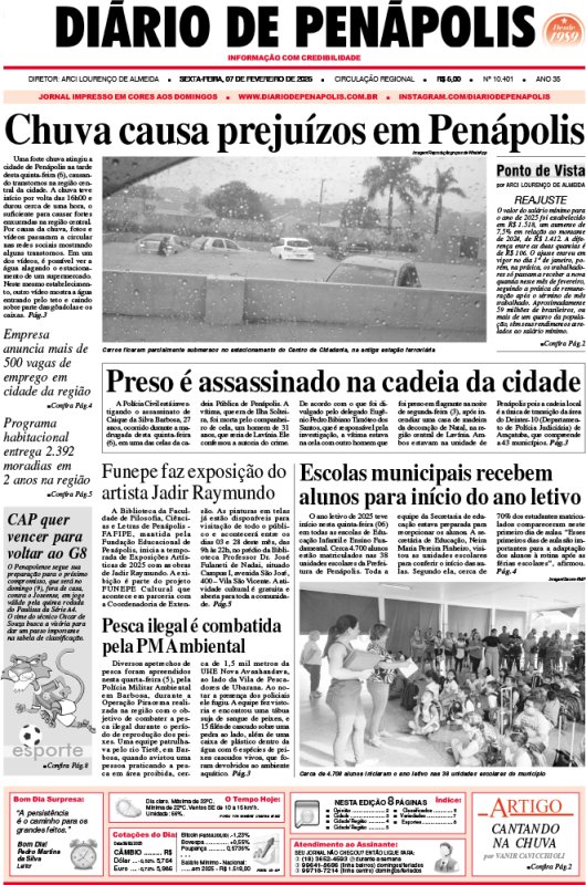 Capa do jornal DIÁRIO impresso desta sexta-feira (07)