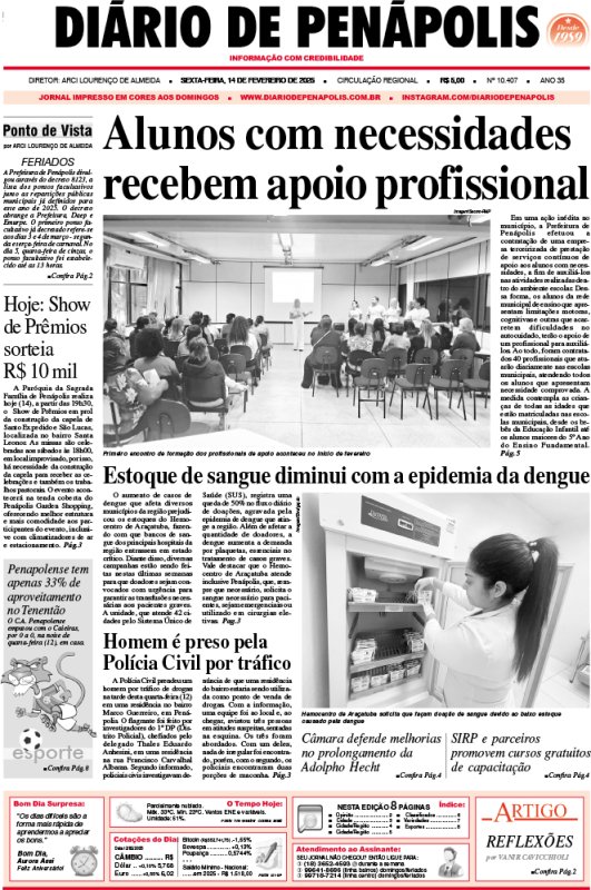 Capa do jornal DIÁRIO impresso desta sexta-feira (14)