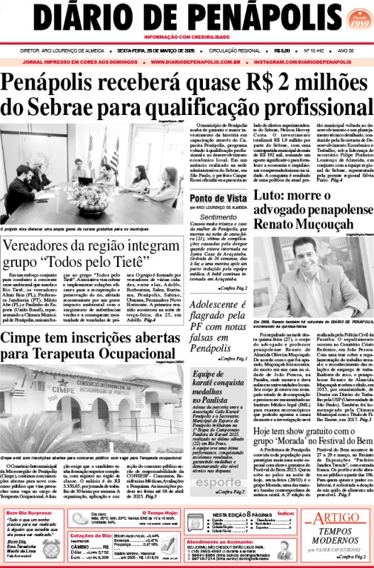 Capa do jornal DIÁRIO impresso desta sexta-feira (28)