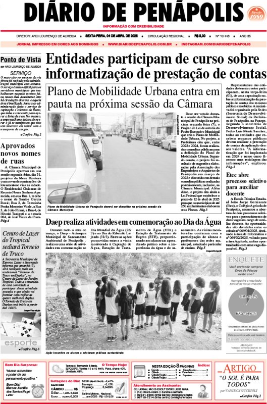 Capa do jornal DIÁRIO impresso desta sexta-feira (04)