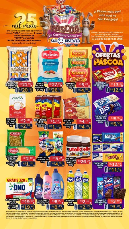 PRINCIPAIS OFERTAS DESTE FIM DE SEMANA DO SÃO CRISTÓVÃO SUPERMERCADOS - 04/04 a 06/04