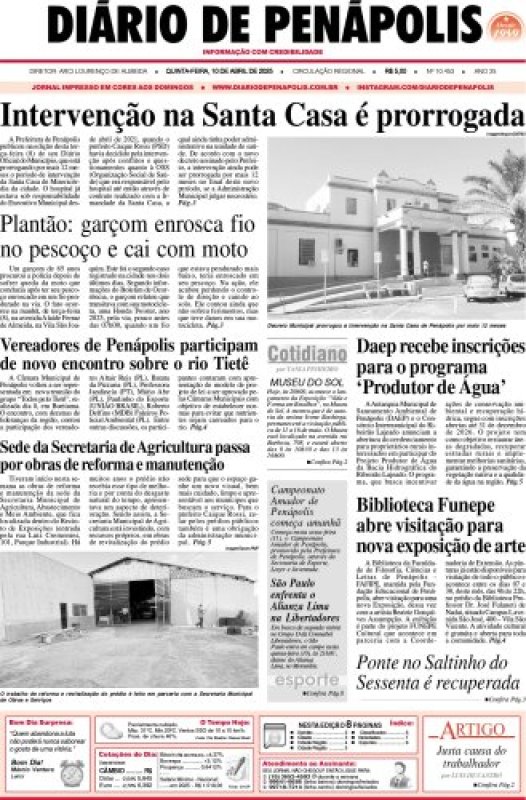 Capa do jornal DIÁRIO impresso desta quinta-feira (10)