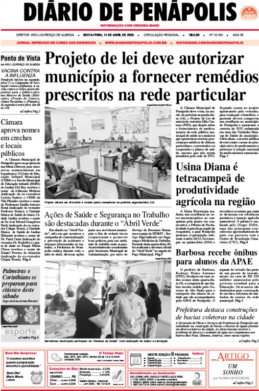 Capa do jornal DIÁRIO impresso desta sexta-feira (11)