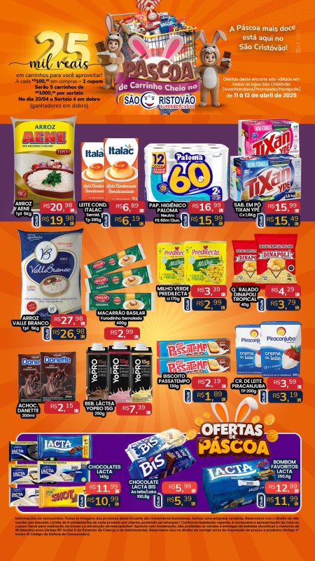 PRINCIPAIS OFERTAS DESTE FIM DE SEMANA DO SÃO CRISTÓVÃO SUPERMERCADOS - 11/04 a 13/04