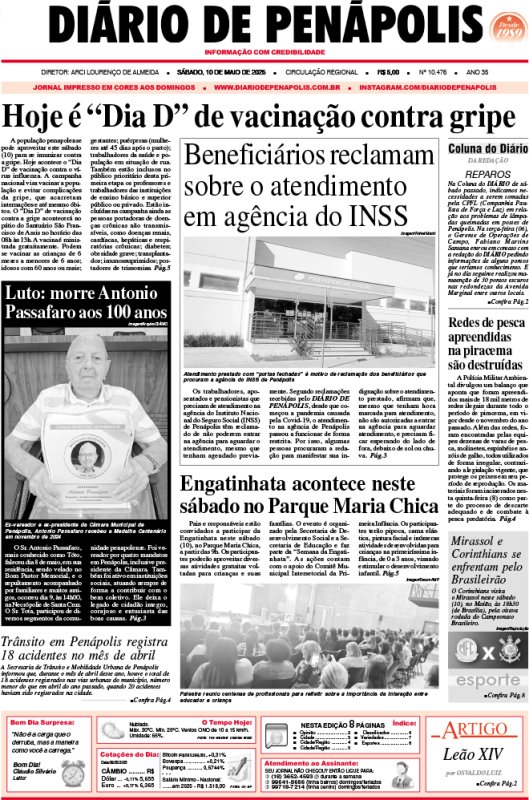 Capa do jornal DIÁRIO impresso desta sábado (10)