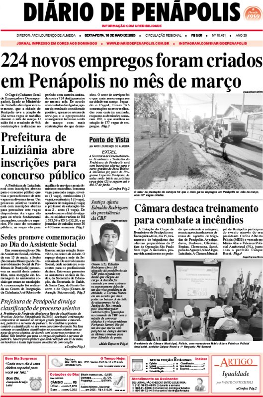 Capa do jornal DIÁRIO impresso desta sexta-feira (16)