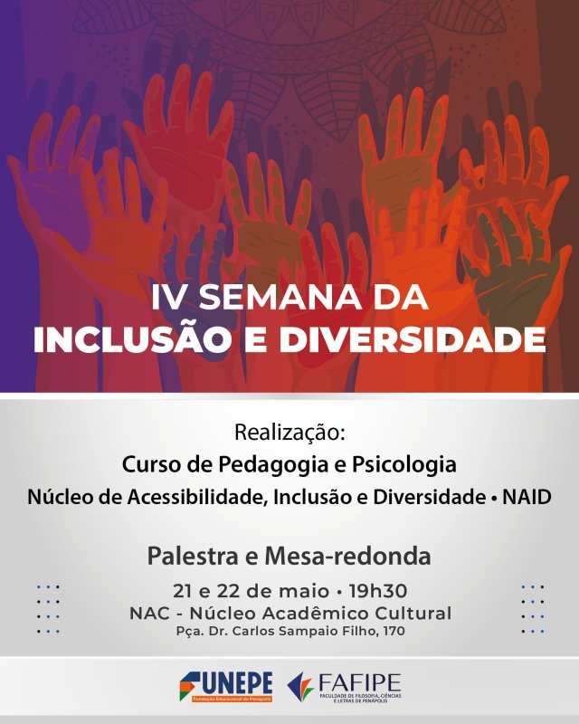 Cursos de Pedagogia e Psicologia da Funepe promovem IV Semana da Inclusão e Diversidade