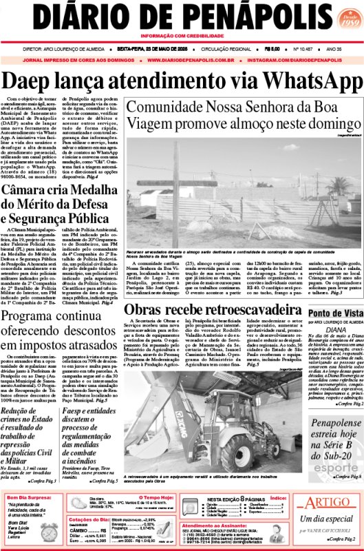 Capa do jornal DIÁRIO impresso desta sexta-feira (23)