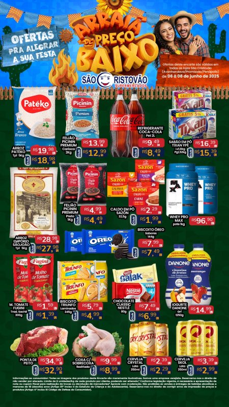 PRINCIPAIS OFERTAS DESTE FIM DE SEMANA DO SÃO CRISTÓVÃO SUPERMERCADOS - 06/06 a 08/06