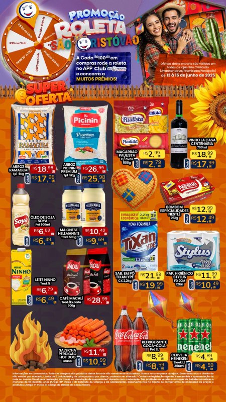 PRINCIPAIS OFERTAS DESTE FIM DE SEMANA DO SÃO CRISTÓVÃO SUPERMERCADOS - 13/06 a 15/06