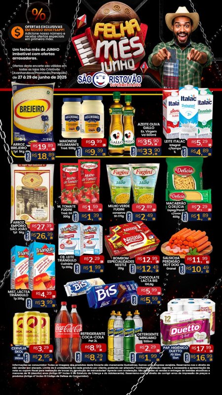 PRINCIPAIS OFERTAS DESTE FIM DE SEMANA DO SÃO CRISTÓVÃO SUPERMERCADOS - 27/06 a 29/06