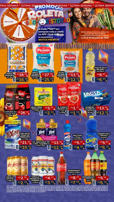 PRINCIPAIS OFERTAS DESTE FIM DE SEMANA DO SÃO CRISTÓVÃO SUPERMERCADOS - 04/07 a 06/07