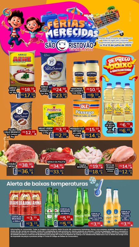 PRINCIPAIS OFERTAS DESTE FIM DE SEMANA DO SÃO CRISTÓVÃO SUPERMERCADOS - 11/07 a 13/07