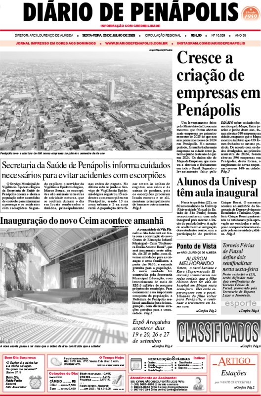 Capa do jornal DIÁRIO impresso desta sexta-feira (25)